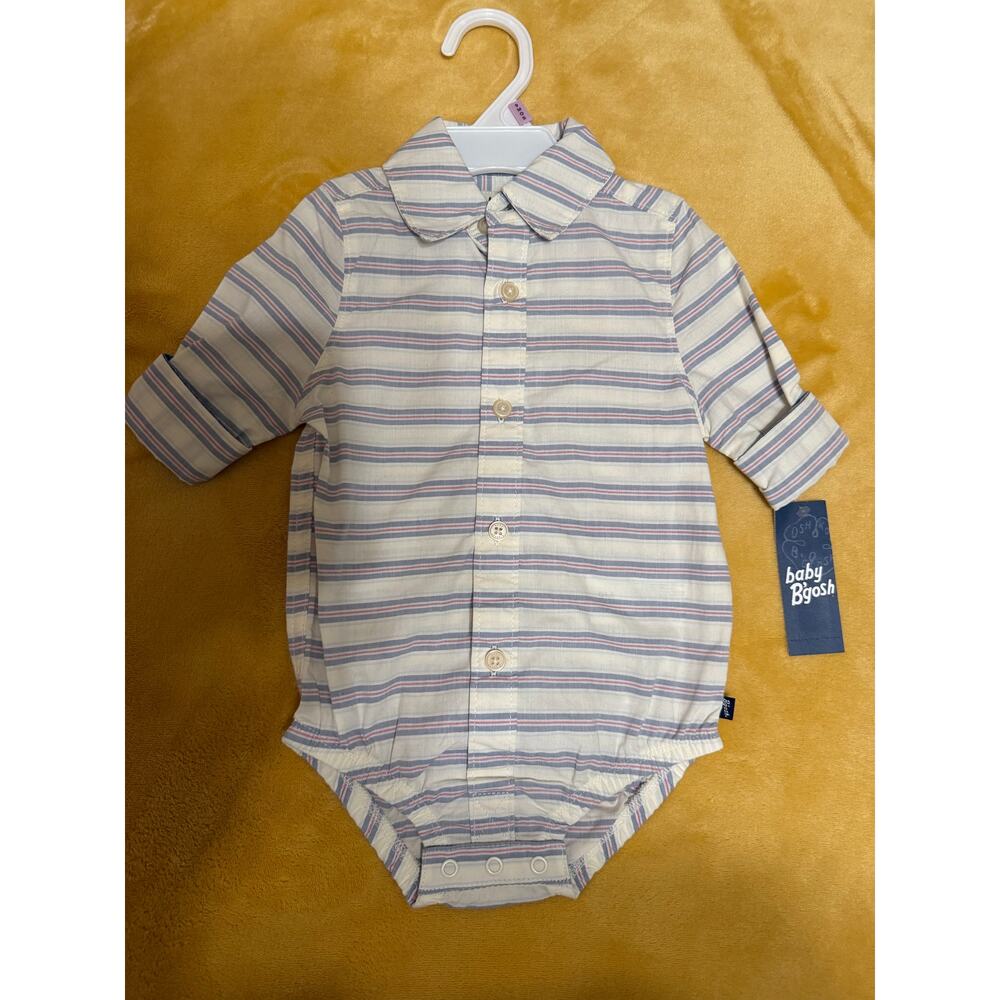 Baby Bgosh snap bottom striped button up shirt Sz 9‎ months NWT